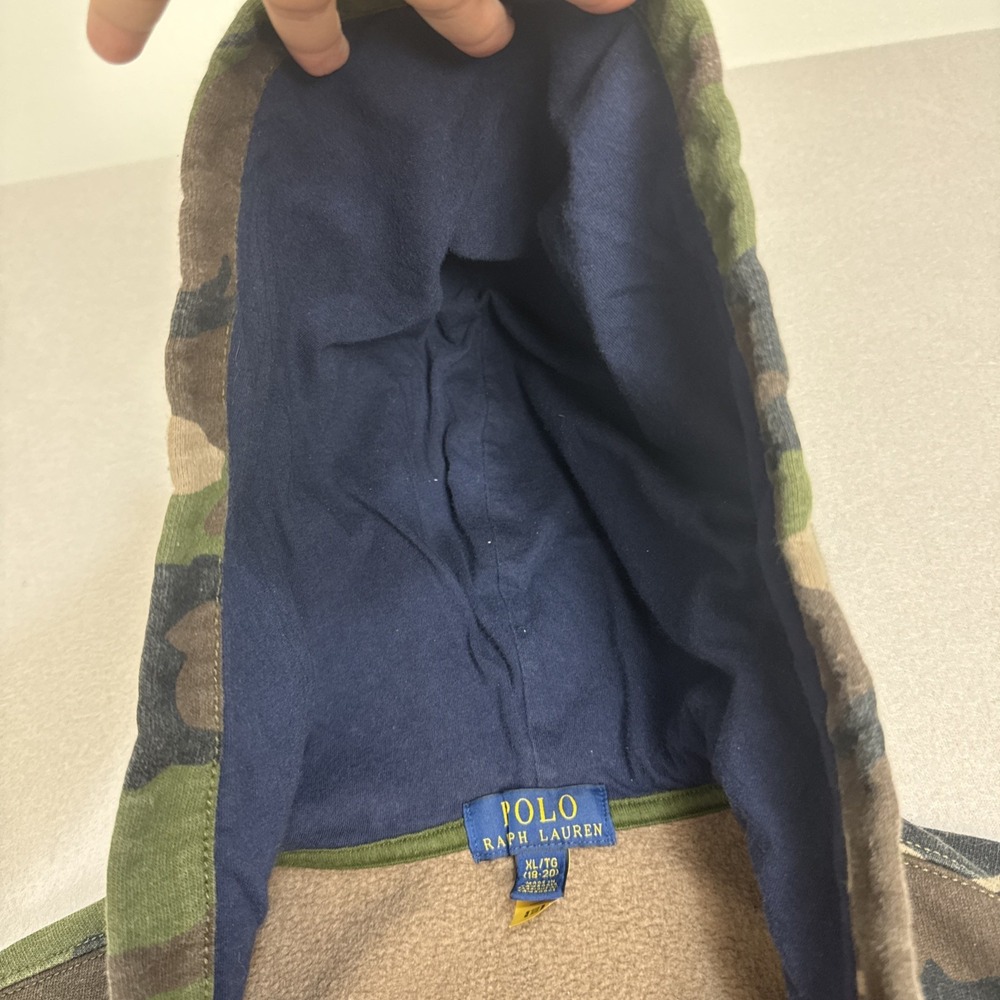 Polo Ralph Lauren Boys Hoodie XL (18-20) Multicolor Camo Fleece Lined Full Zip - Picture 7 of 10